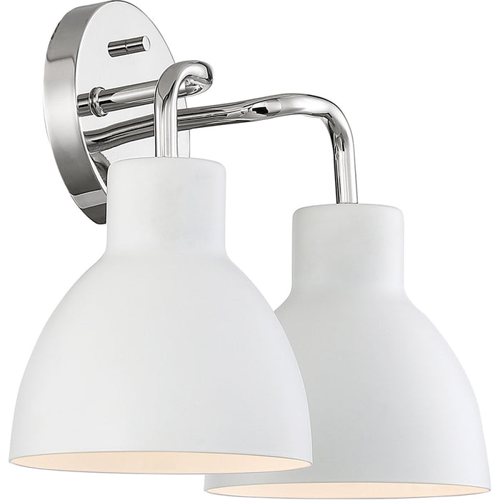 SATCO/NUVO Sloan 2-Light Vanity Polished Nickel Finish With Matte White Shade (60-6782)