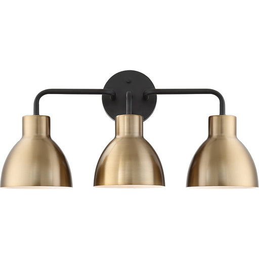 SATCO/NUVO Sloan 3-Light Vanity Matte Black And Burnished Brass Finish (60-6793)