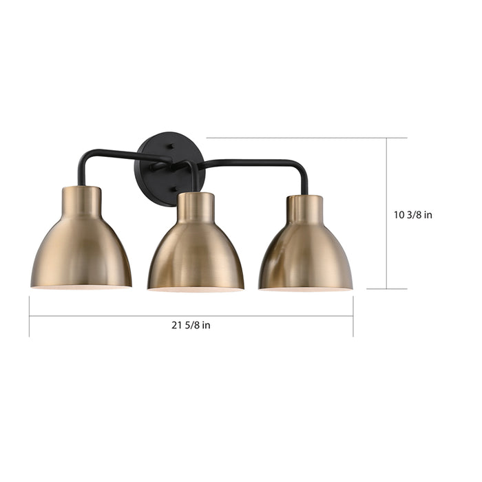 SATCO/NUVO Sloan 3-Light Vanity Matte Black And Burnished Brass Finish (60-6793)