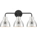 SATCO/NUVO Sloan 3-Light Vanity Matte Black Finish With Polished Nickel Shade (60-6773)