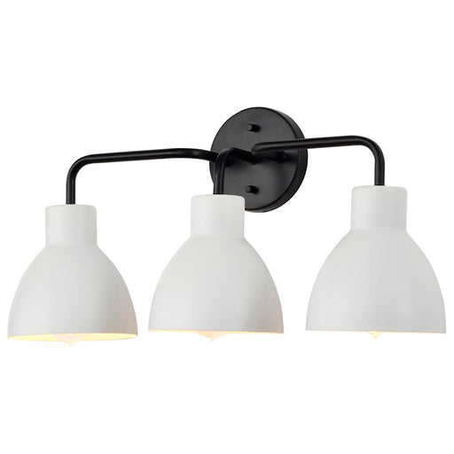 SATCO/NUVO Sloan 3-Light Vanity Matte Black Finish With White Shade (60-6786)