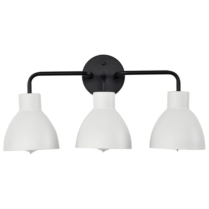 SATCO/NUVO Sloan 3-Light Vanity Matte Black Finish With White Shade (60-6786)