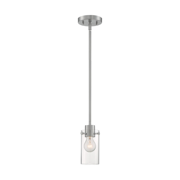 SATCO/NUVO Sommerset 1-Light Mini Pendant Fixture Brushed Nickel Finish With Clear Glass (60-7170)