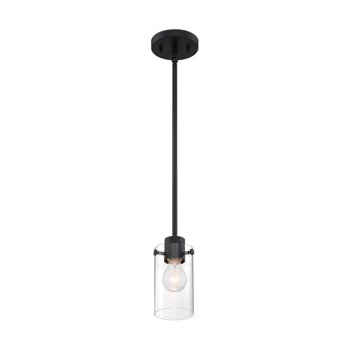 SATCO/NUVO Sommerset 1-Light Mini Pendant Fixture Matte Black Finish With Clear Glass (60-7270)