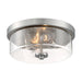 SATCO/NUVO Sommerset 2-Light Flush Mount Fixture Brushed Nickel Finish With Clear Glass (60-7168)
