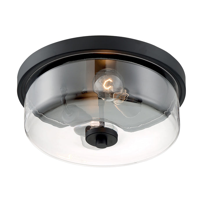 SATCO/NUVO Sommerset 2-Light Flush Mount Fixture Matte Black Finish With Clear Glass (60-7268)