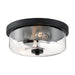 SATCO/NUVO Sommerset 2-Light Flush Mount Fixture Matte Black Finish With Clear Glass (60-7268)