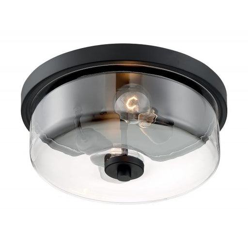 SATCO/NUVO Sommerset 2-Light Flush Mount Fixture Matte Black Finish With Clear Glass (60-7268)