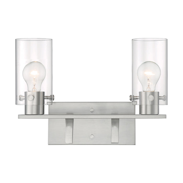 SATCO/NUVO Sommerset 2-Light Vanity Fixture Brushed Nickel Finish With Clear Glass (60-7172)