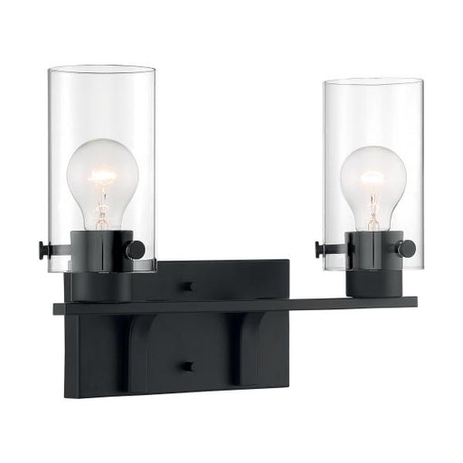 SATCO/NUVO Sommerset 2-Light Vanity Fixture Matte Black Finish With Clear Glass (60-7272)