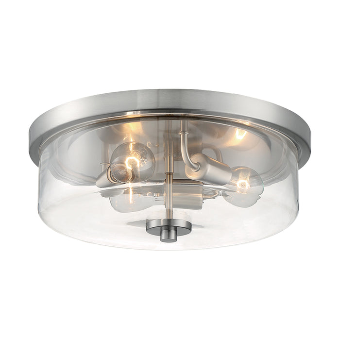 SATCO/NUVO Sommerset 3-Light Flush Mount Fixture Brushed Nickel Finish With Clear Glass (60-7169)