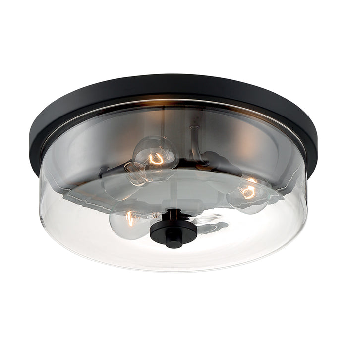 SATCO/NUVO Sommerset 3-Light Flush Mount Fixture Matte Black Finish With Clear Glass (60-7269)