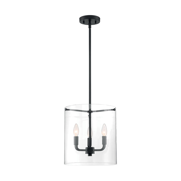 SATCO/NUVO Sommerset 3-Light Pendant Fixture Matte Black Finish With Clear Glass (60-7277)