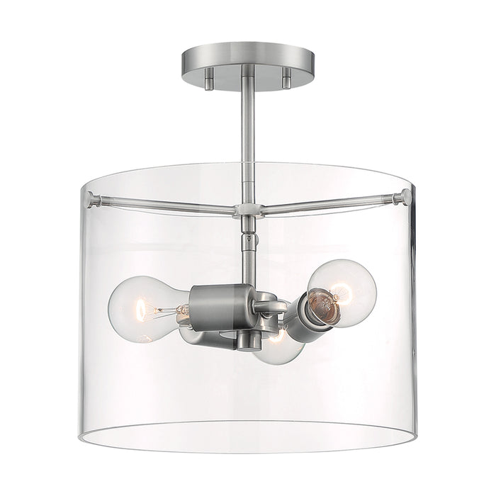 SATCO/NUVO Sommerset 3-Light Semi-Flush Fixture Brushed Nickel Finish With Clear Glass (60-7178)