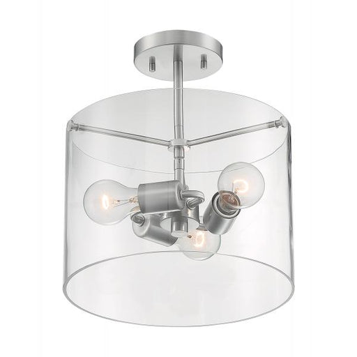 SATCO/NUVO Sommerset 3-Light Semi-Flush Fixture Brushed Nickel Finish With Clear Glass (60-7178)