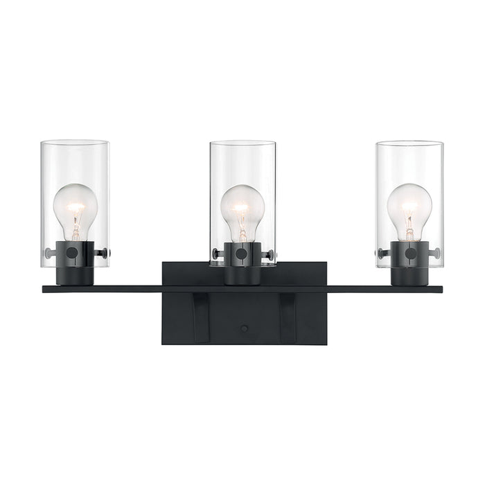 SATCO/NUVO Sommerset 3-Light Vanity Fixture Matte Black Finish With Clear Glass (60-7273)