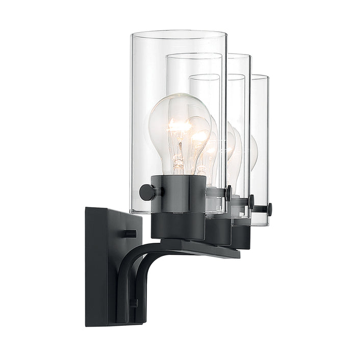SATCO/NUVO Sommerset 3-Light Vanity Fixture Matte Black Finish With Clear Glass (60-7273)