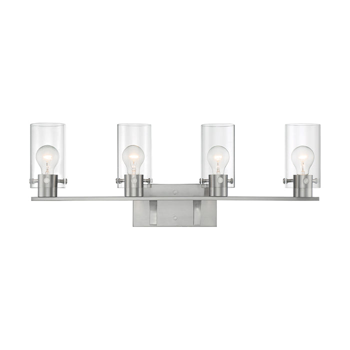 SATCO/NUVO Sommerset 4-Light Vanity Fixture Brushed Nickel Finish With Clear Glass (60-7174)