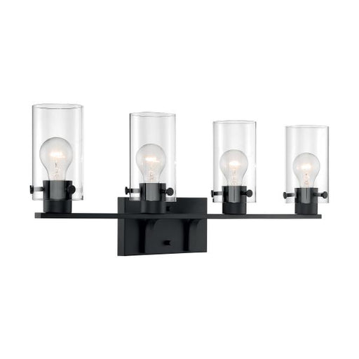 SATCO/NUVO Sommerset 4-Light Vanity Fixture Matte Black Finish With Clear Glass (60-7274)