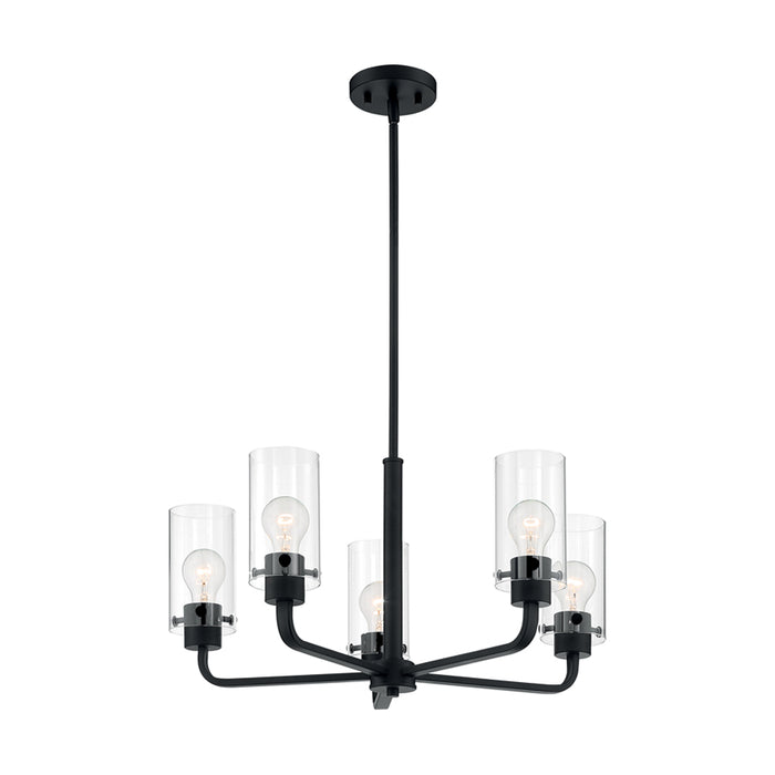 SATCO/NUVO Sommerset 5-Light Chandelier Fixture Matte Black Finish With Clear Glass (60-7275)