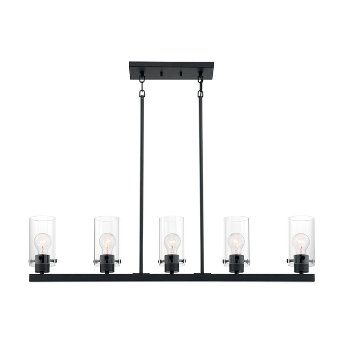 SATCO/NUVO Sommerset 5-Light Island Pendant Fixture Matte Black Finish With Clear Glass (60-7276)