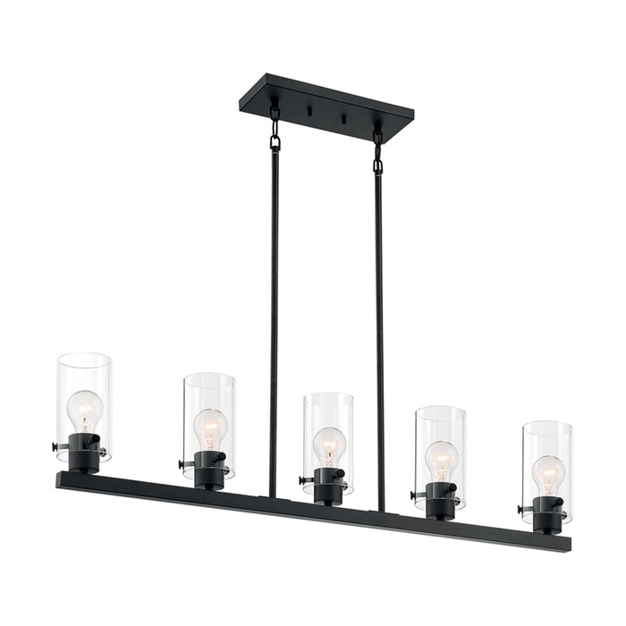 SATCO/NUVO Sommerset 5-Light Island Pendant Fixture Matte Black Finish With Clear Glass (60-7276)