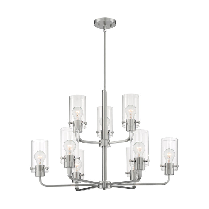 SATCO/NUVO Sommerset 9-Light Chandelier Fixture Brushed Nickel Finish With Clear Glass (60-7179)
