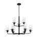 SATCO/NUVO Sommerset 9-Light Chandelier Fixture Matte Black Finish With Clear Glass (60-7279)