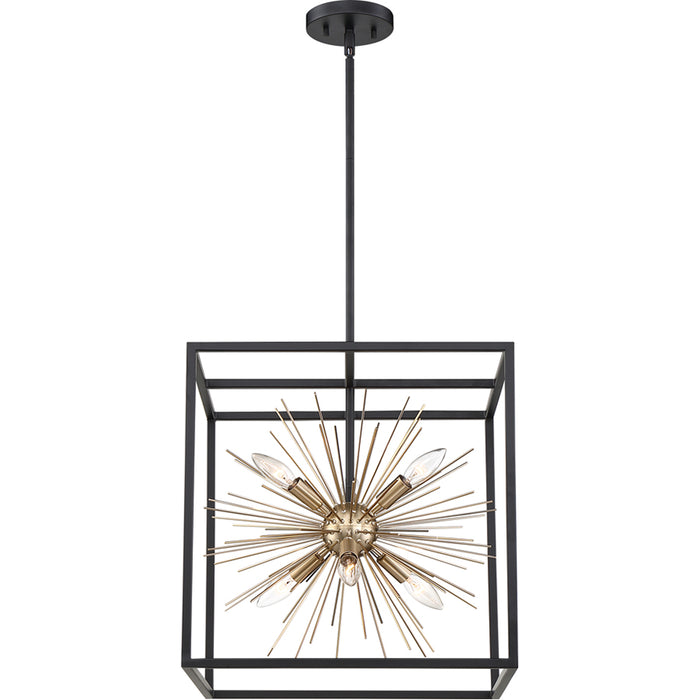 SATCO/NUVO Spirefly 6-Light Pendant Fixture Matte Black And Burnished Brass Finish (60-6730)