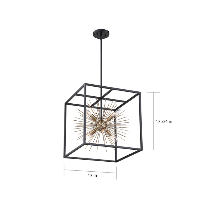 SATCO/NUVO Spirefly 6-Light Pendant Fixture Matte Black And Burnished Brass Finish (60-6730)