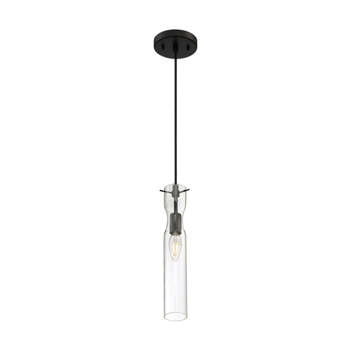 SATCO/NUVO Spyglass 1-Light Mini Pendant Fixture Black Finish With Clear Glass (60-6876)