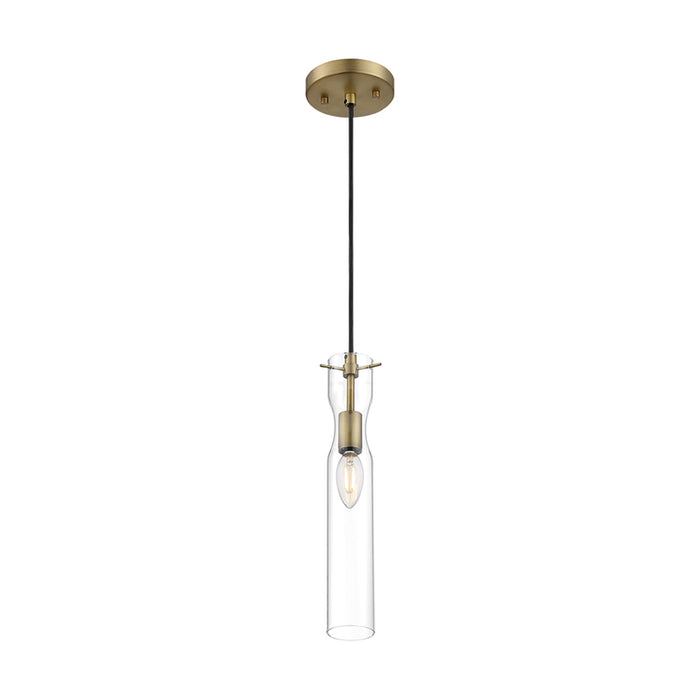 SATCO/NUVO Spyglass 1-Light Mini Pendant Fixture Vintage Brass Finish With Clear Glass (60-6856)