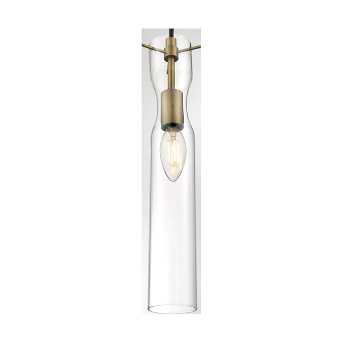 SATCO/NUVO Spyglass 1-Light Mini Pendant Fixture Vintage Brass Finish With Clear Glass (60-6856)