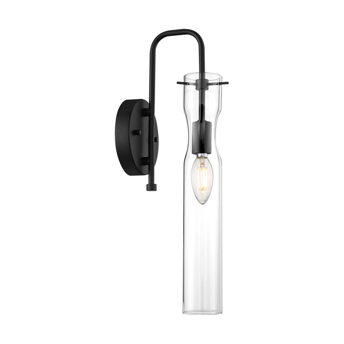 SATCO/NUVO Spyglass 1-Light Wall Sconce Fixture Black Finish With Clear Glass (60-6875)