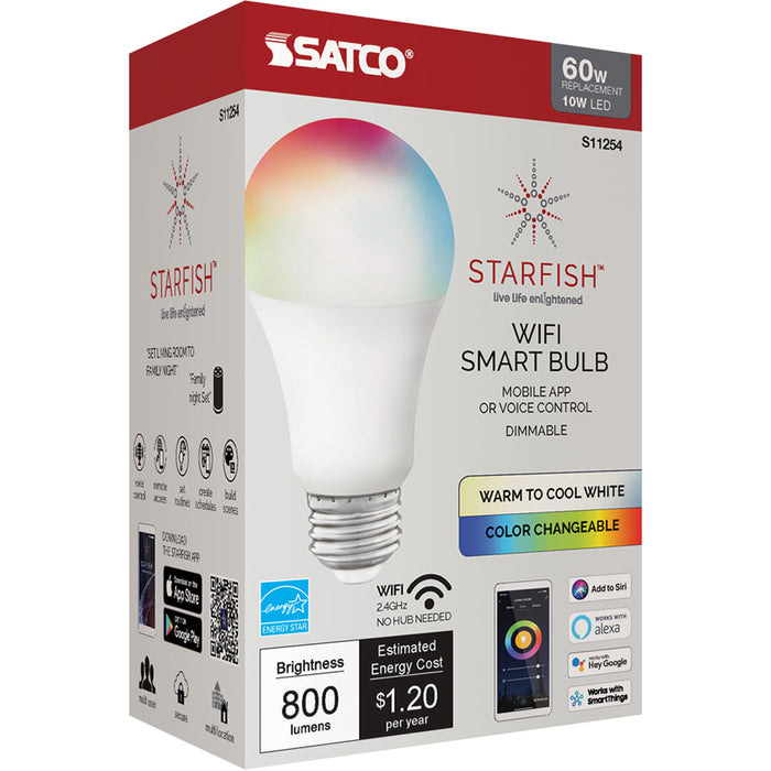 SATCO/NUVO Starfish 10W A19 LED RGB And Tunable White Starfish IOT 120V 800Lm (S11254)