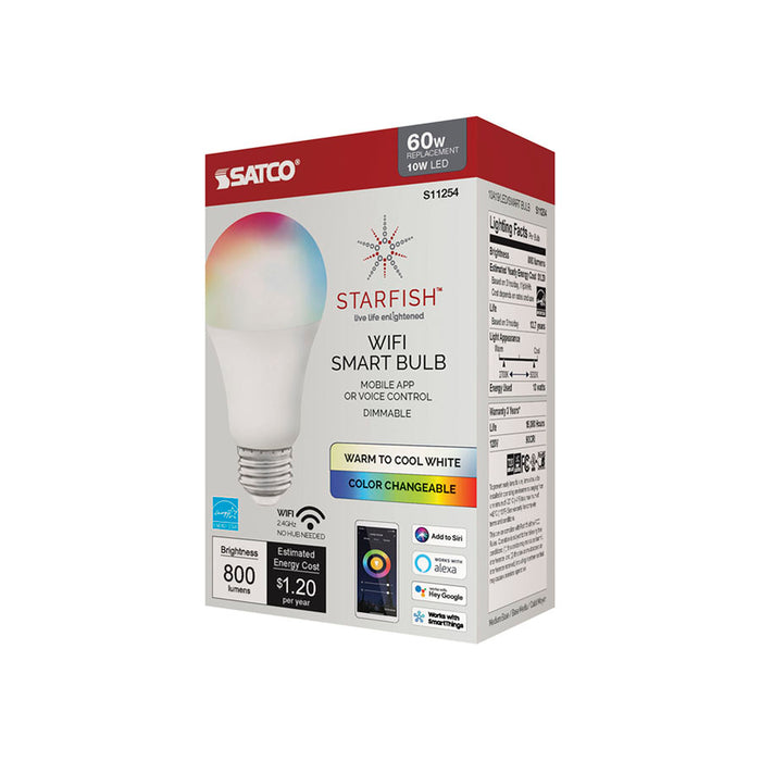 SATCO/NUVO Starfish 10W A19 LED RGB And Tunable White Starfish IOT 120V 800Lm (S11254)