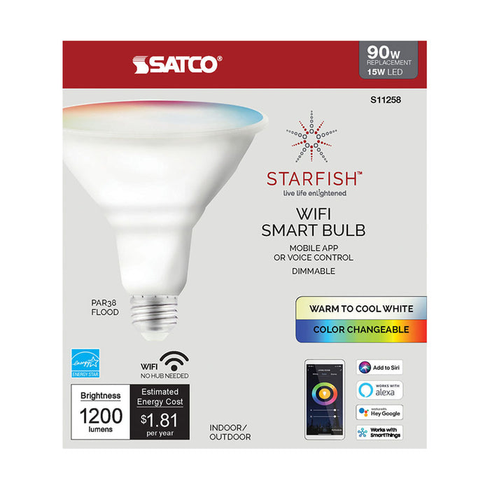 SATCO/NUVO Starfish 15W PAR38 LED RGB And Tunable White Starfish IOT 120V 1200Lm (S11258)