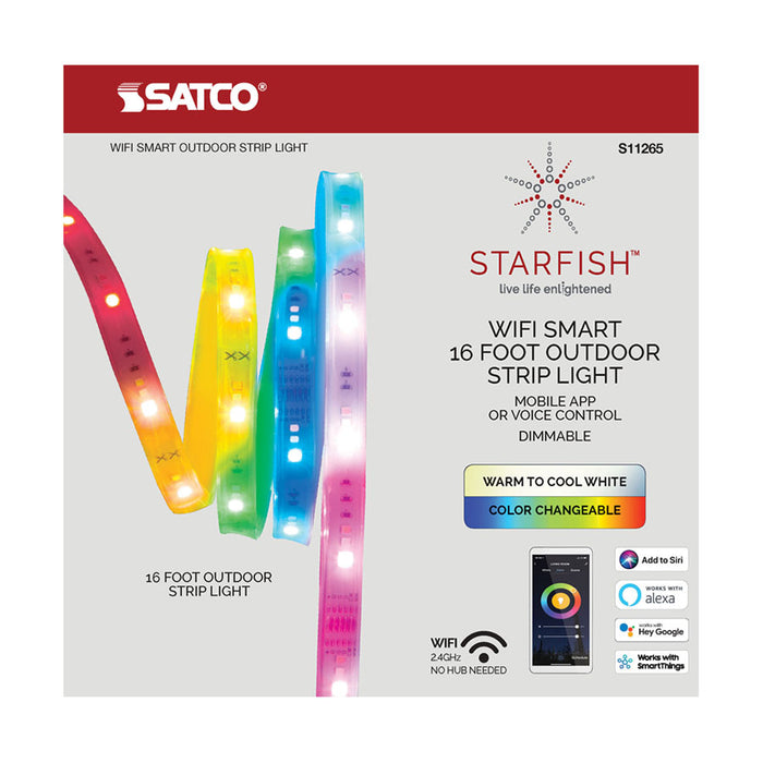 SATCO/NUVO Starfish 28W 16 Foot Outdoor LED Color Changing Strip Light Starfish IOT 120V 2500Lm (S11265)