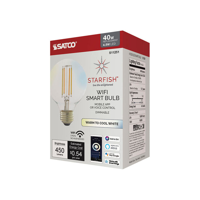 SATCO/NUVO Starfish 4.5W G25 LED Tunable White Clear Starfish IOT 120V 450Lm (S11251)