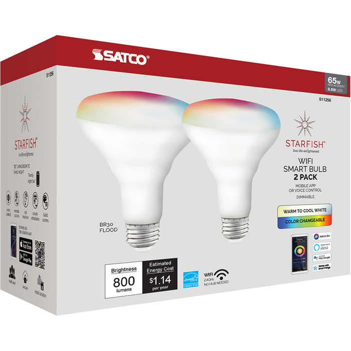 SATCO/NUVO Starfish 9.5W BR30 LED RGB And Tunable White Starfish IOT 120V 800Lm 2-Pack (S11256)