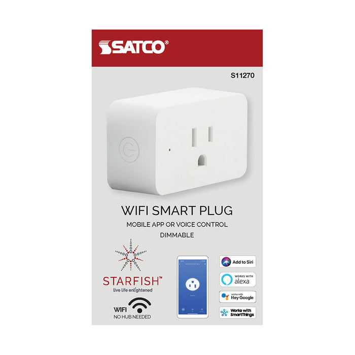 SATCO/NUVO Starfish Wi-Fi Smart Plug Dimmable 120V Outlet 15A Rectangle (S11270)