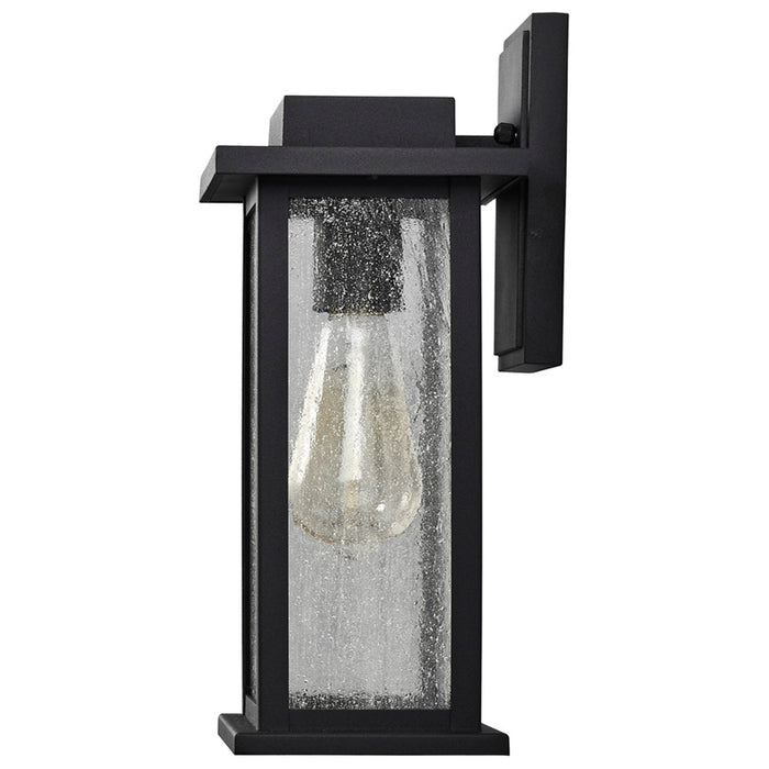 SATCO/NUVO Sullivan 1-Light Medium Wall Lantern Matte Black With Clear Seeded Glass (60-7375)