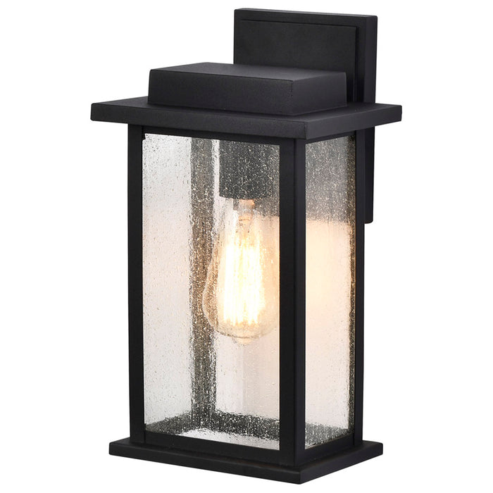 SATCO/NUVO Sullivan 1-Light Medium Wall Lantern Matte Black With Clear Seeded Glass (60-7375)