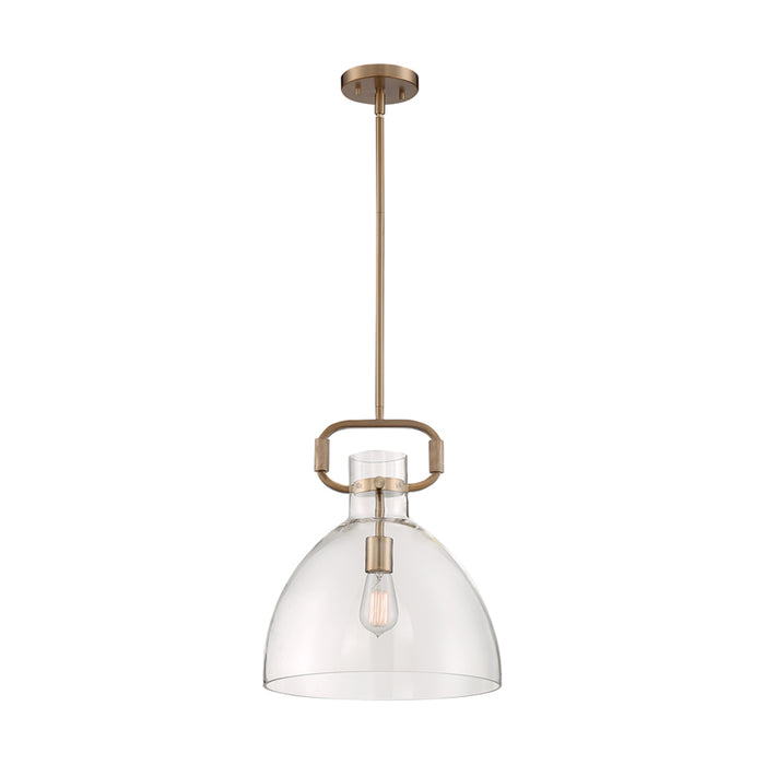 SATCO/NUVO Teresa 1-Light Bell Pendant Fixture Burnished Brass Finish With Clear Glass (60-7142)