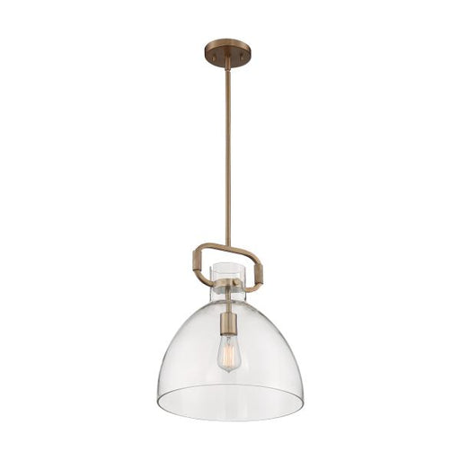 SATCO/NUVO Teresa 1-Light Bell Pendant Fixture Burnished Brass Finish With Clear Glass (60-7142)