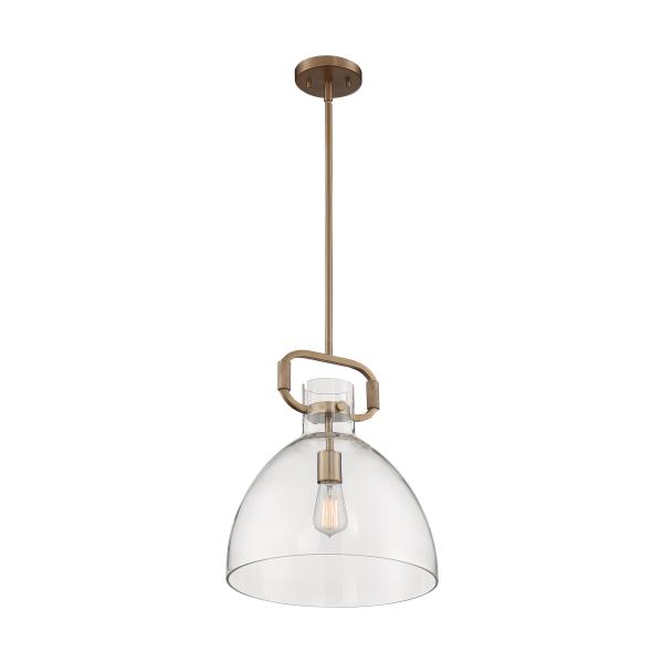 SATCO/NUVO Teresa 1-Light Bell Pendant Fixture Burnished Brass Finish With Clear Glass (60-7142)