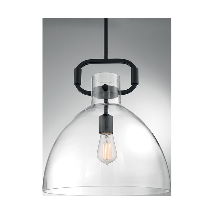 SATCO/NUVO Teresa 1-Light Bell Pendant Fixture Matte Black Finish With Clear Glass (60-7152)