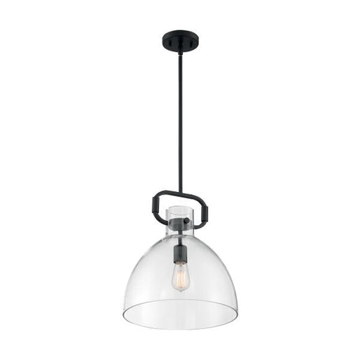 SATCO/NUVO Teresa 1-Light Bell Pendant Fixture Matte Black Finish With Clear Glass (60-7152)