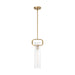 SATCO/NUVO Teresa 1-Light Cylinder Pendant Fixture Burnished Brass Finish With Clear Glass (60-7143)