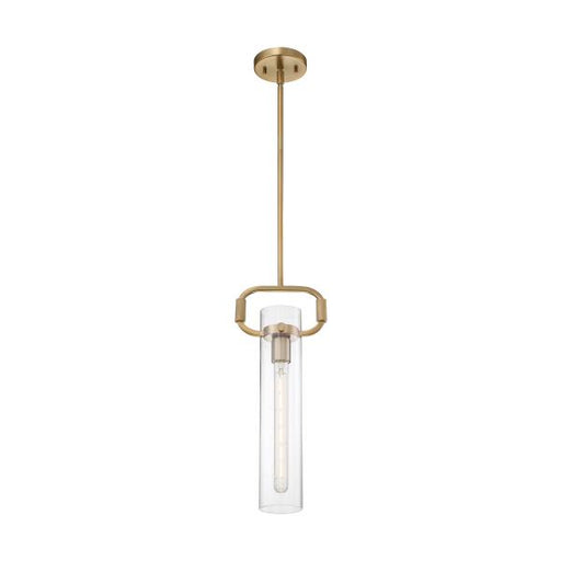 SATCO/NUVO Teresa 1-Light Cylinder Pendant Fixture Burnished Brass Finish With Clear Glass (60-7143)